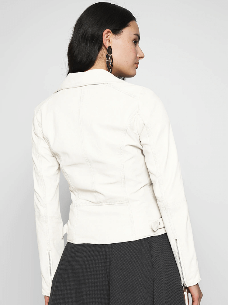 Cathy Lapel Collar Leather Jacket