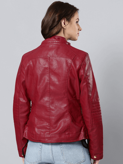 Sculpt Australia womens leather jacket Red Detachable Hooded Leather Jacket