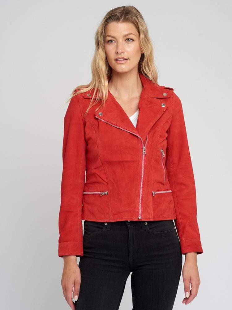 Sculpt Australia womens leather jacket Red Suede Leather Jacket