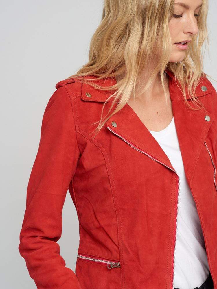 Sculpt Australia womens leather jacket Red Suede Leather Jacket