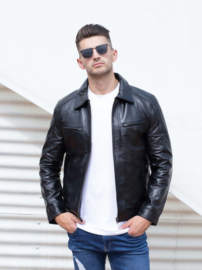Roman Black Leather Jacket
