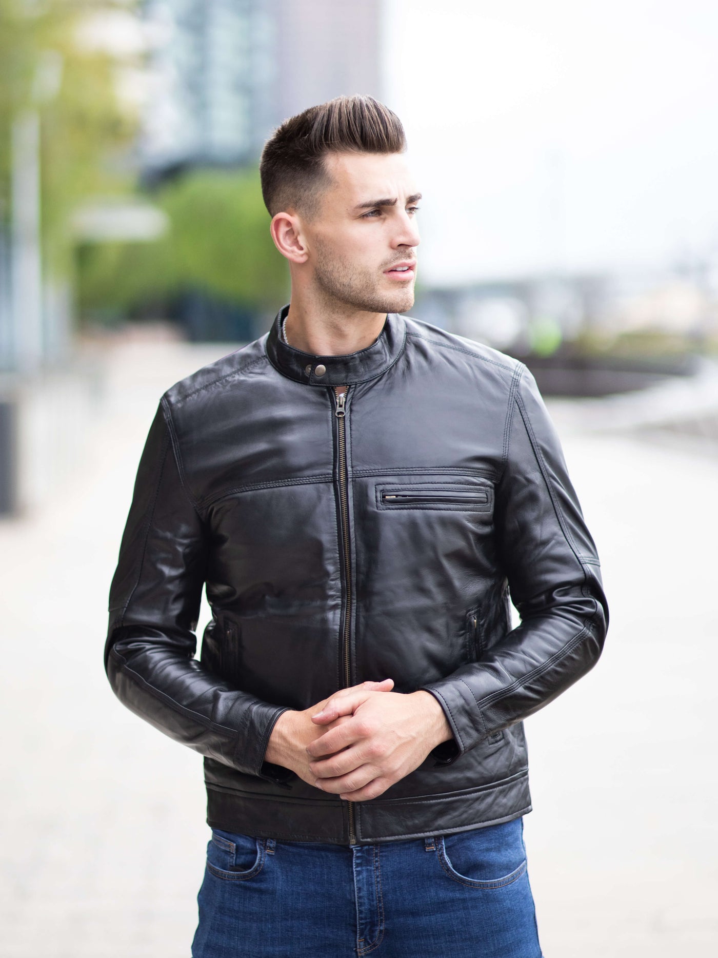Treyton Black Leather Jacket