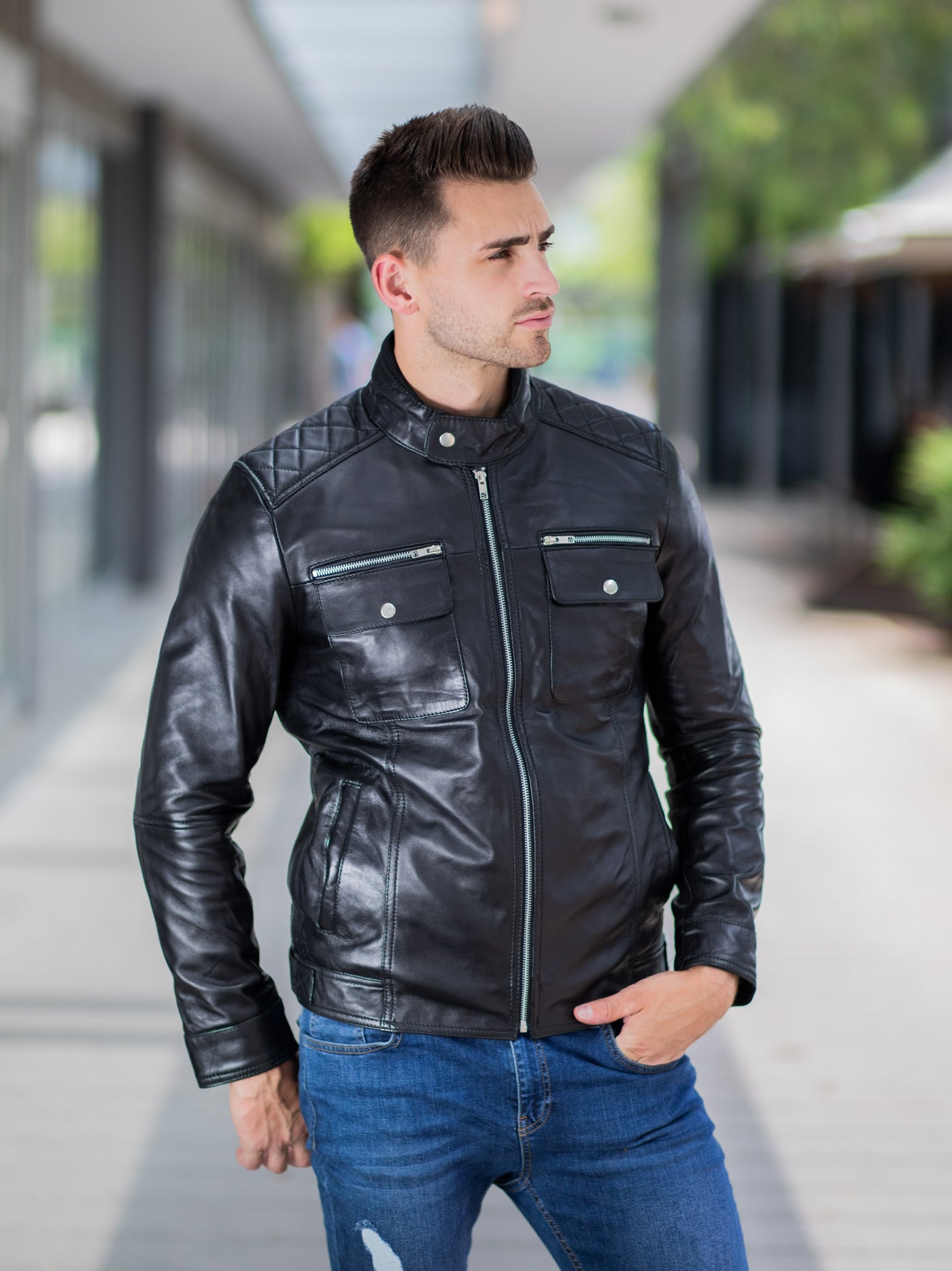 Reggie Black Leather Jacket – Sculpt Leather Jackets