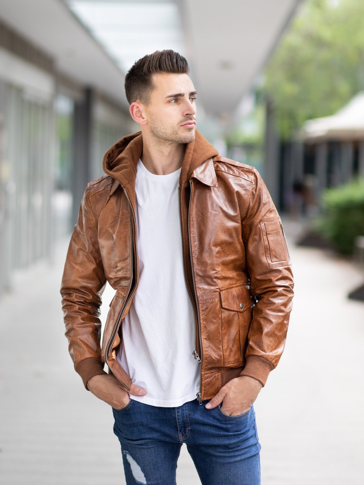 Arlo Hood Leather Jacket