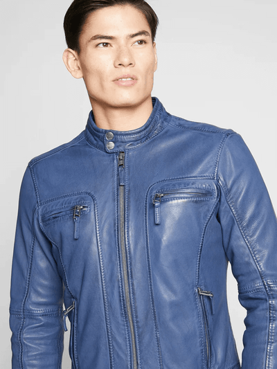Casey Blue Leather Jacket