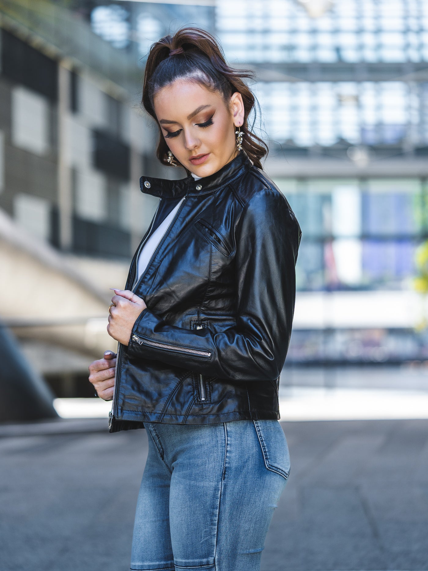 Aldina Black Leather Jacket