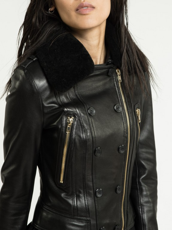 Millie Fur Collared Leather Jacket