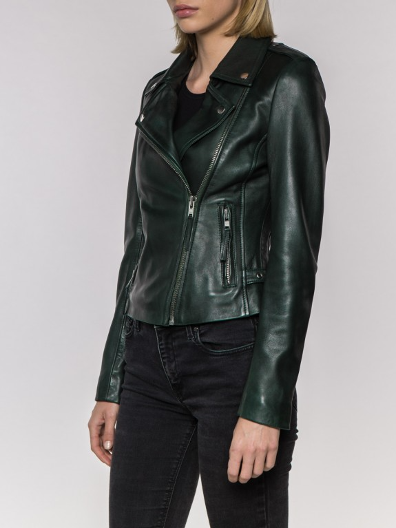Lara Green Leather Jacket