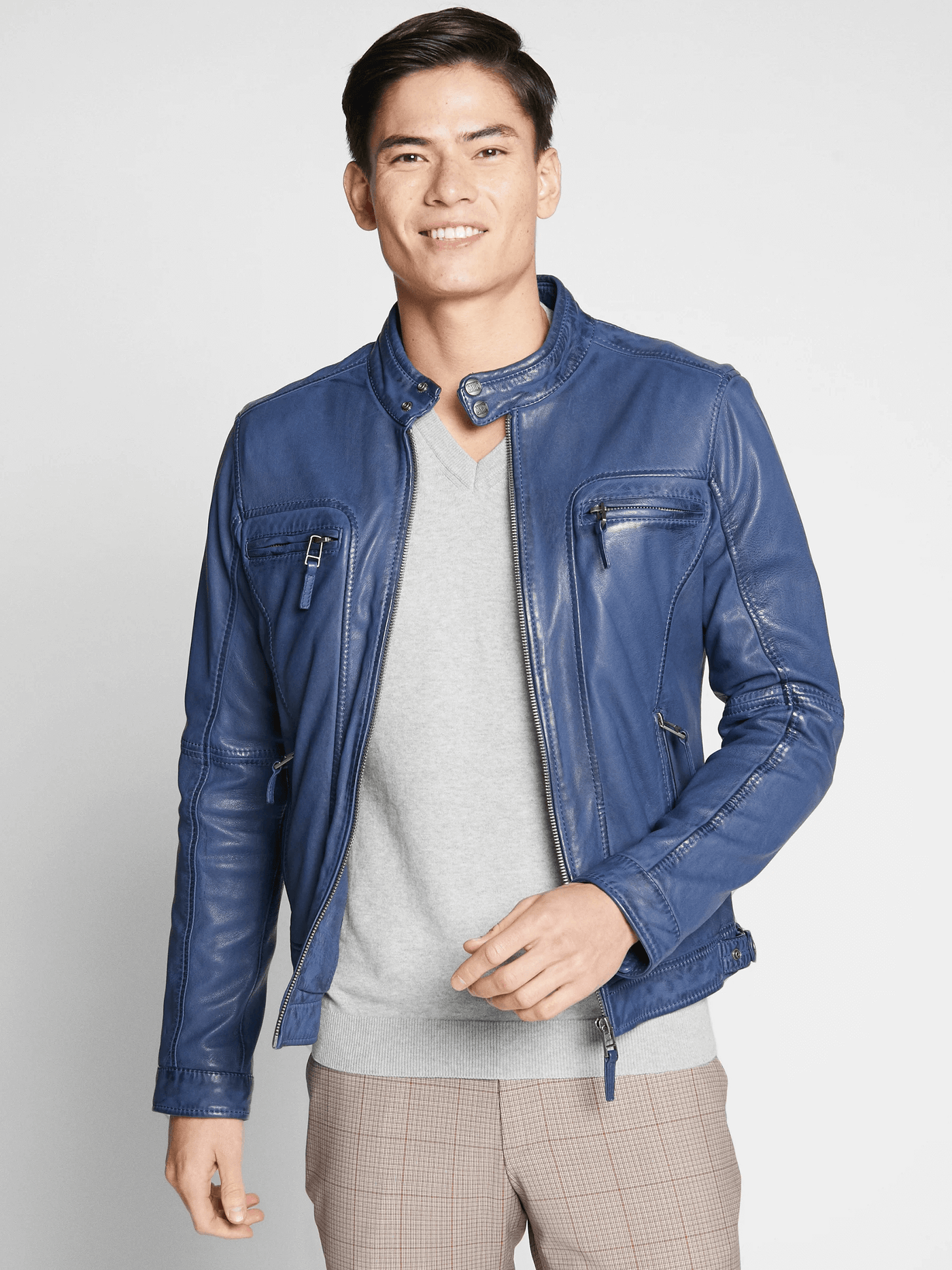 Casey Blue Leather Jacket