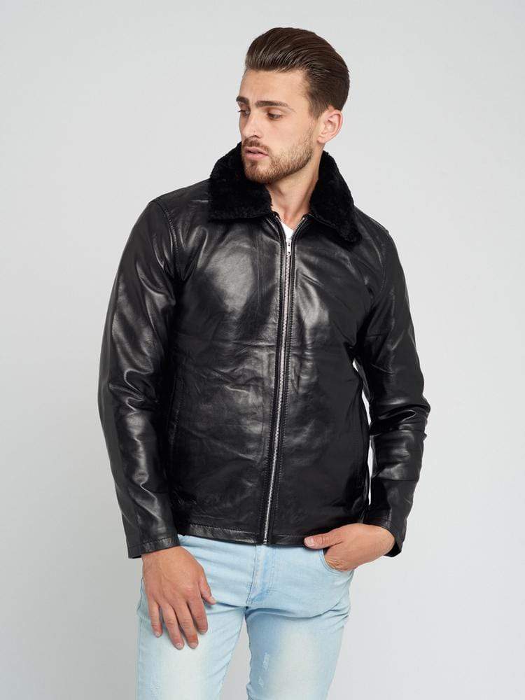 Sculpt Australia mens leather jacket Aaron Fur Collared Leather Jacket