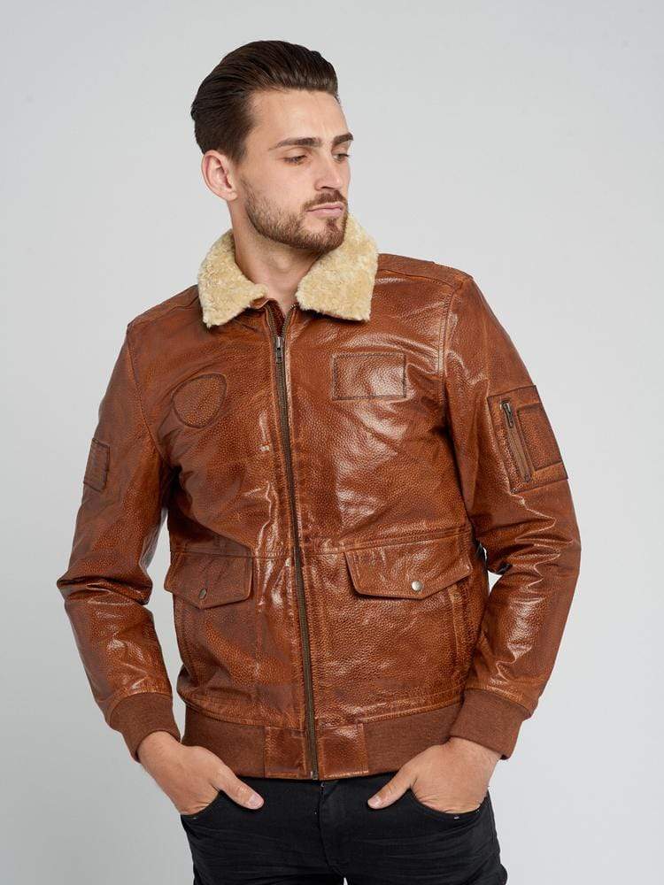 Sculpt Australia mens leather jacket Aviator Fur Collar Leather Jacket