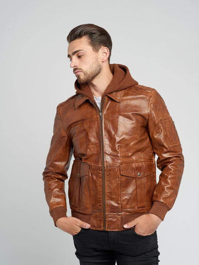 Sculpt Australia mens leather jacket Aviator Hooded Leather Jacket