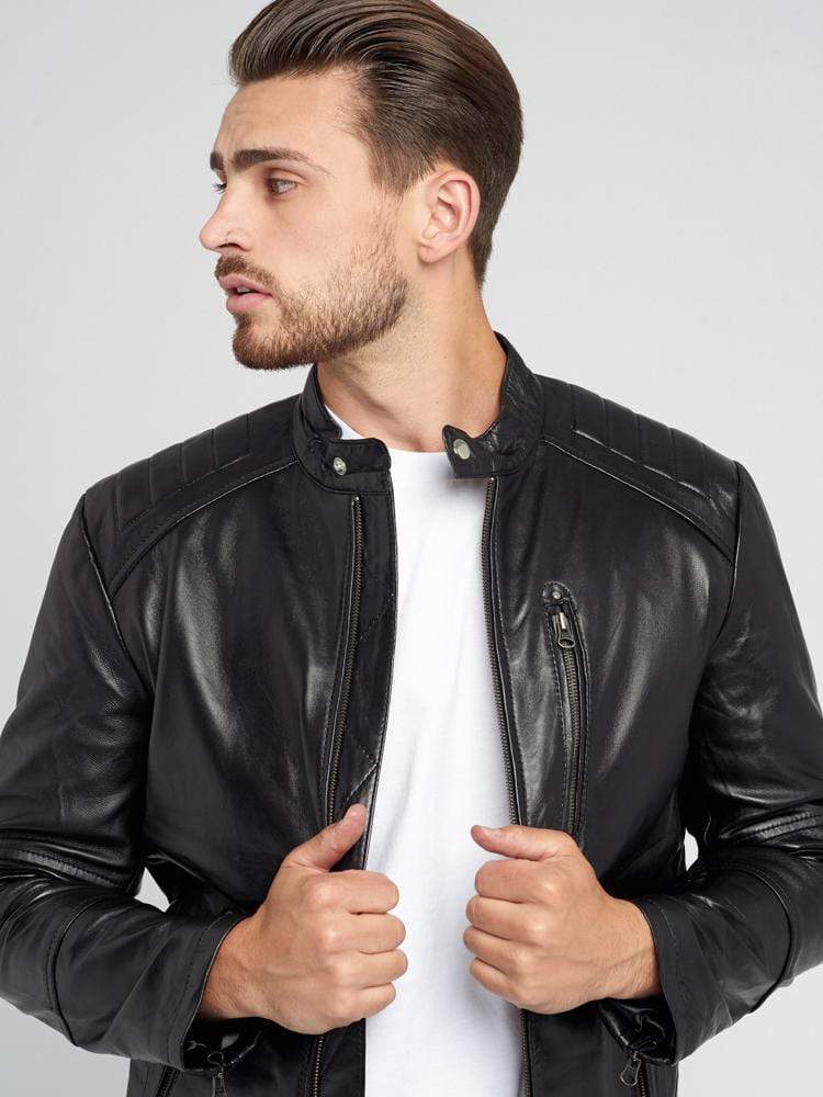 Sculpt Australia mens leather jacket Black Classic Leather Moto Jacket
