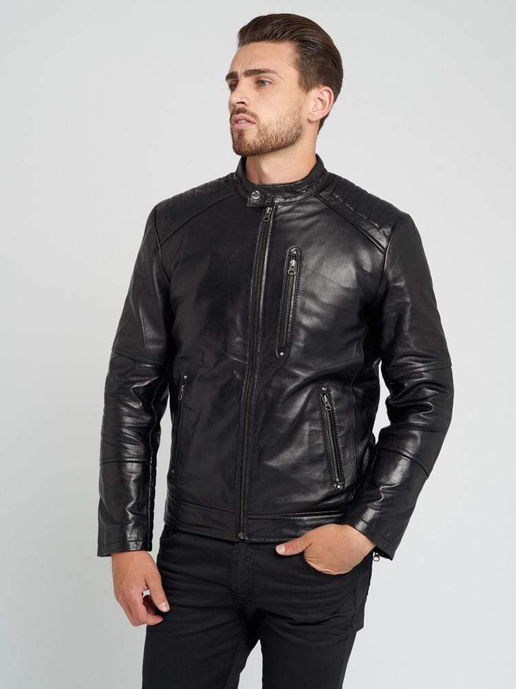 Sculpt Australia mens leather jacket Black Classic Leather Moto Jacket