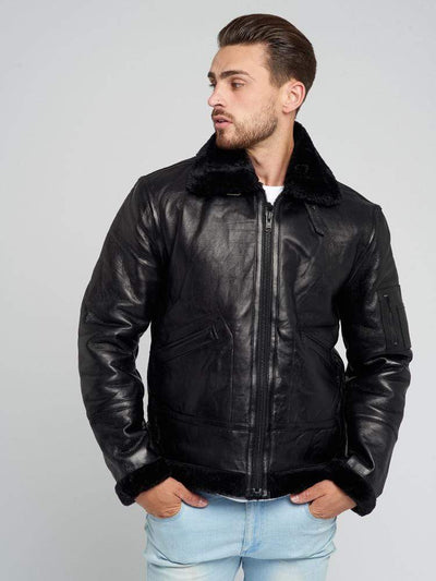 Sculpt Australia mens leather jacket Brodie Black Fur Leather Jacket
