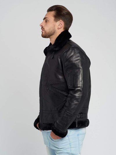 Sculpt Australia mens leather jacket Brodie Black Shearling Leather Jacket