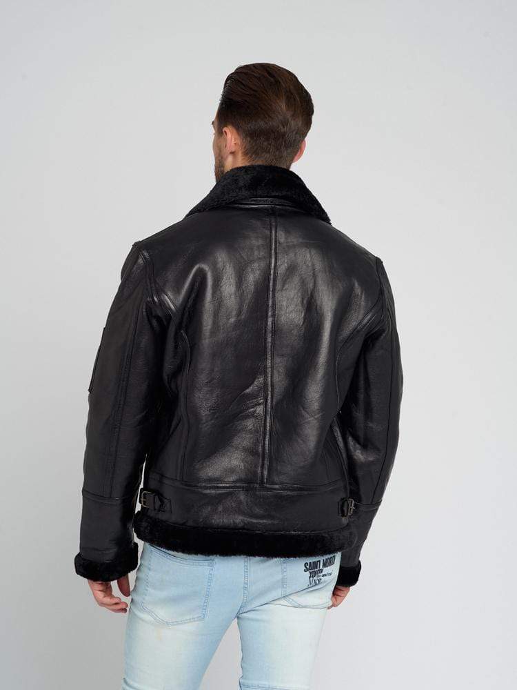 Sculpt Australia mens leather jacket Brodie Black Shearling Leather Jacket