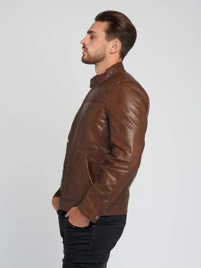 Sculpt Australia mens leather jacket Brown Lambskin Leather Jacket