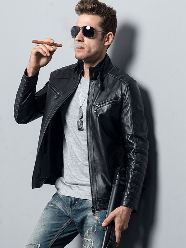 Sculpt Australia mens leather jacket Buckle Collared Leather Bomber jacket