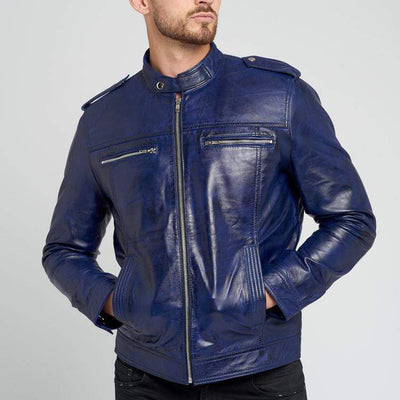 Chris Blue Leather Jacket