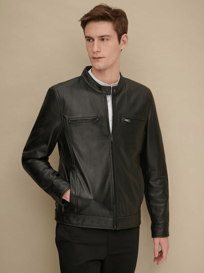 Classic Tab Collar Leather Jacket