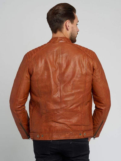 Sculpt Australia mens leather jacket Cognac Quilted Leather Jacket