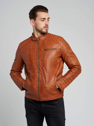 Sculpt Australia mens leather jacket Cognac Quilted Leather Jacket