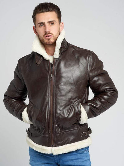 Sculpt Australia mens leather jacket Dark Brown detachable Hood Fur Jacket
