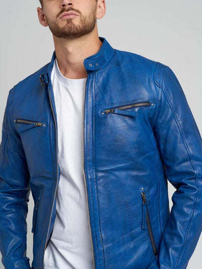 Sculpt Australia mens leather jacket Dean Electric Blue Leather Jacket