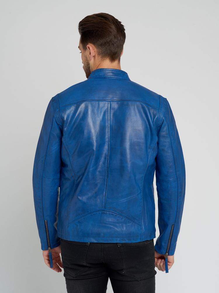 Sculpt Australia mens leather jacket Dean Electric Blue Leather Jacket