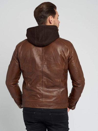 Sculpt Australia mens leather jacket Dylan Brown Hooded Leather Jacket
