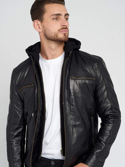Sculpt Australia mens leather jacket Dylan Hooded Leather Jacket