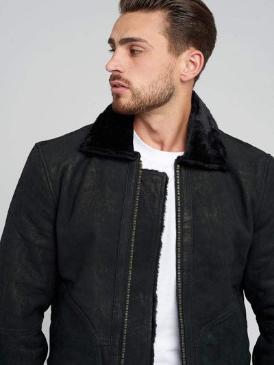 Sculpt Australia mens leather jacket Fur Collar Shearling Leather Coat