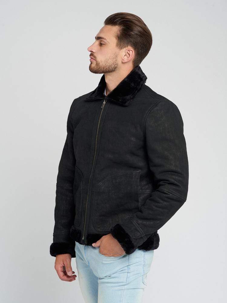 Sculpt Australia mens leather jacket Fur Collar Shearling Leather Coat