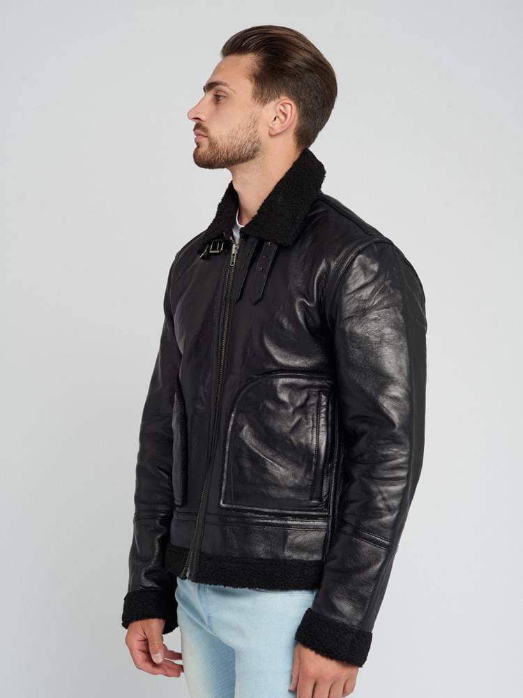 Sculpt Australia mens leather jacket Harrison Fur Collar Leather Jacket