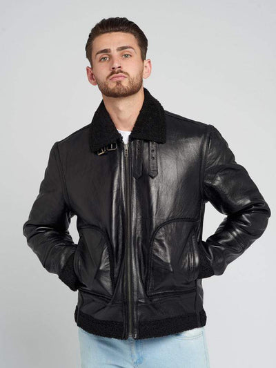 Sculpt Australia mens leather jacket Harrison Fur Collar Leather Jacket
