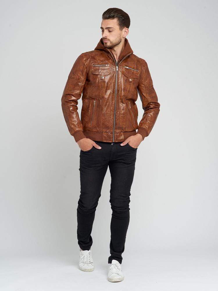 Sculpt Australia mens leather jacket Hooded Moto Leather jacket