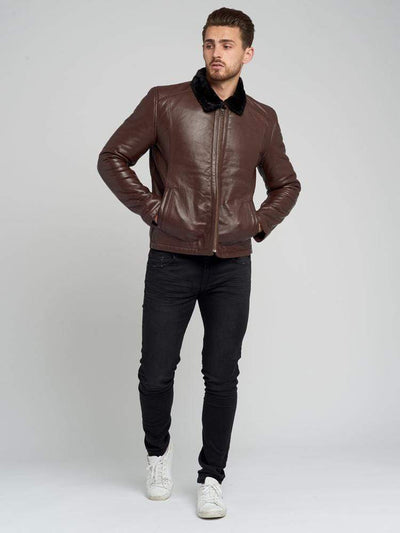 Sculpt Australia mens leather jacket Jakson Fur Collar Leather Jacket