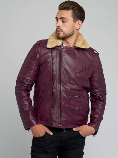 Sculpt Australia mens leather jacket Jose Brown Fur Collared Leather Jacket