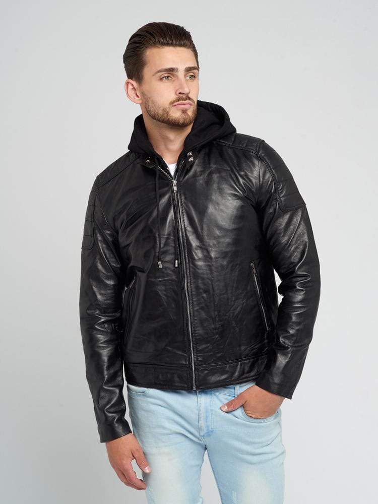 Sculpt Australia mens leather jacket Leather Motorcycle Hooded Jacket