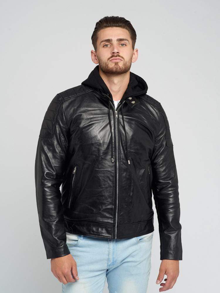 Sculpt Australia mens leather jacket Leather Motorcycle Hooded Jacket