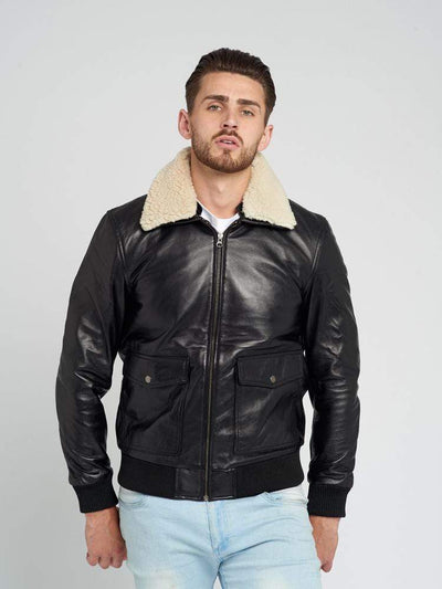 Sculpt Australia mens leather jacket Levi Fur Collared Leather Jacket