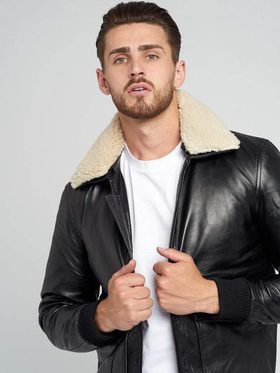 Sculpt Australia mens leather jacket Levi Fur Collared Leather Jacket