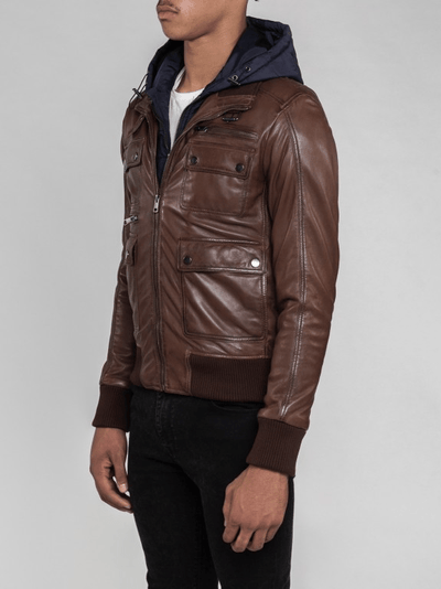 Sculpt Australia mens leather jacket Mateo Brown Hooded Leather Jacket
