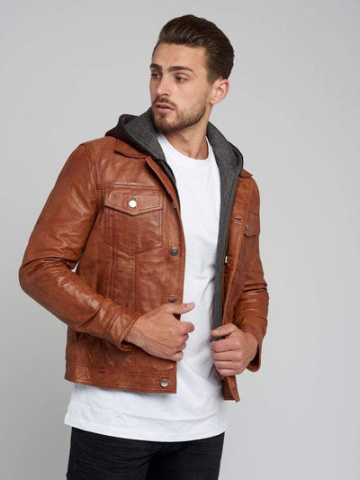 Sculpt Australia mens leather jacket Mathew Removable Hooded Leather Jacket