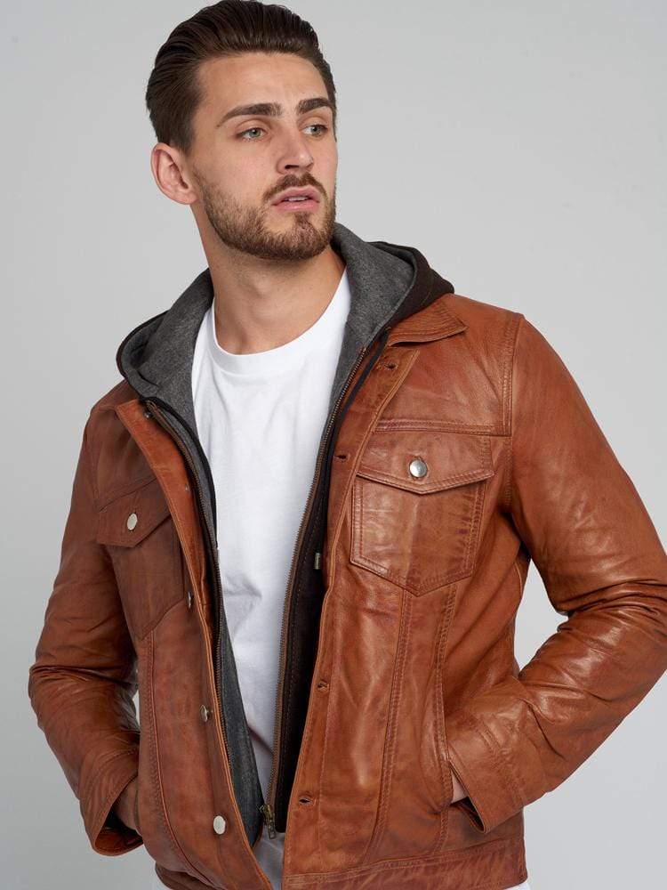 Sculpt Australia mens leather jacket Mathew Removable Hooded Leather Jacket