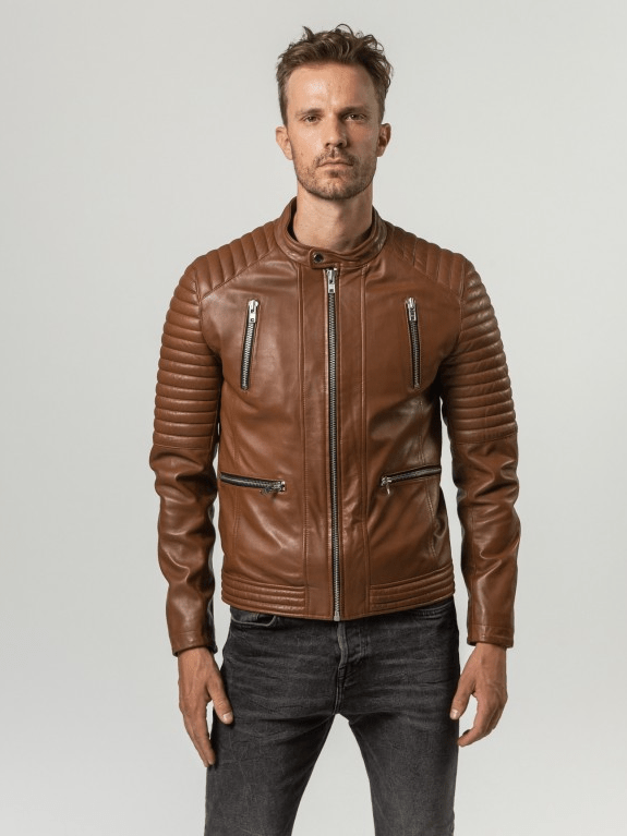 Sculpt Australia mens leather jacket Milo Cognac Leather Jaclet