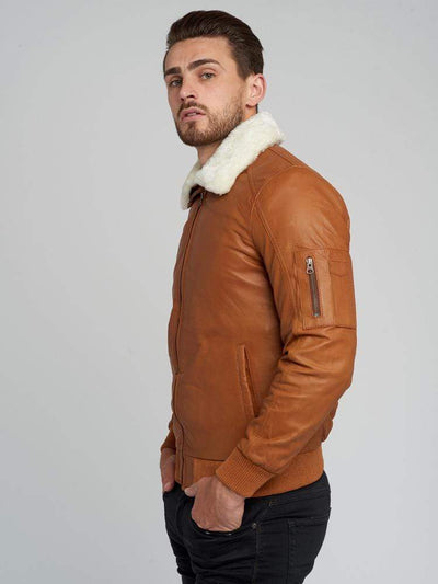 Sculpt Australia mens leather jacket Mitchell Fur Collared Leather Jacket