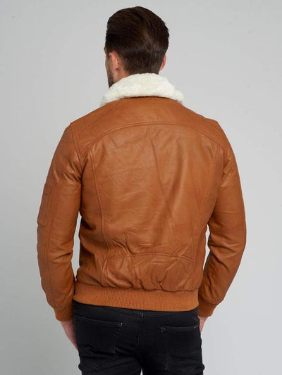 Sculpt Australia mens leather jacket Mitchell Fur Collared Leather Jacket
