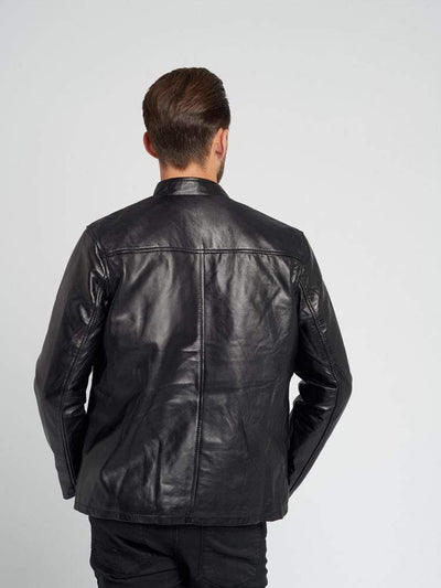 Sculpt Australia mens leather jacket Mock Neck Black Leather Jacket